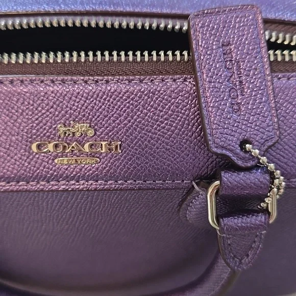 Coach Bennett Satchel Crossbody Purse Metallic Purple - Picture 4 of 12